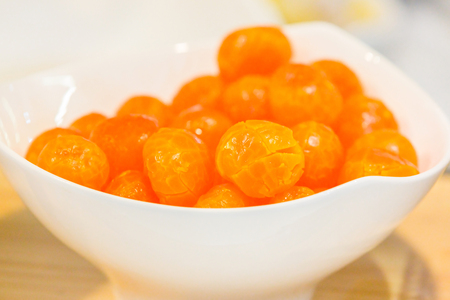 closeup of Salted egg yolkの写真素材