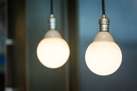 circle light bulb as interior design, think and idea concept.の写真素材