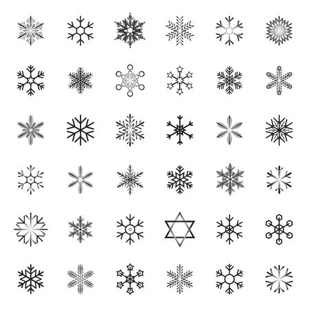 36 Snowflake icons collection style. vector illustration.のイラスト素材