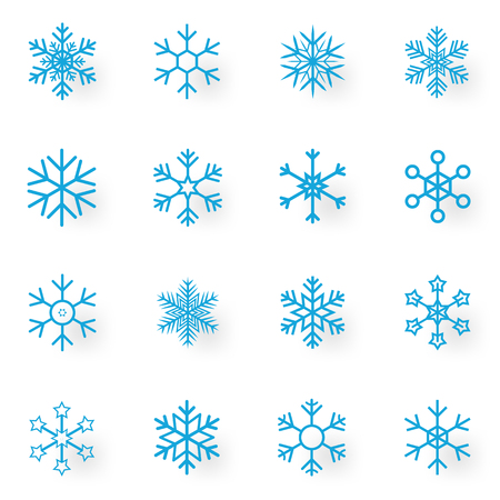 Blue snowflake icons on white background for gift warp design. vector illustration.のイラスト素材