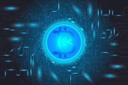 bitcoin currency digital tech circuit system background, vector illustration EPS 10のイラスト素材
