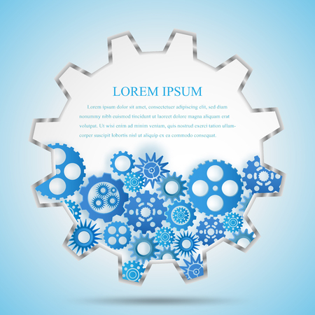 The blue gear engineering construction template design blue background, vector illustrationのイラスト素材