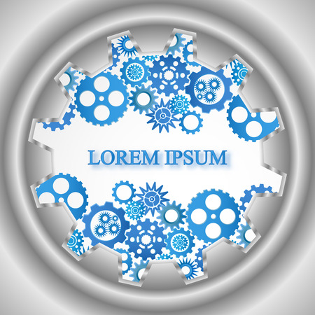 The blue gear engineering construction template design gray background, vector illustrationのイラスト素材