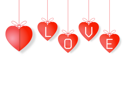 Origami made for love heart on white background as paper art, craft style and valentine's day concept. vector illustrator.のイラスト素材