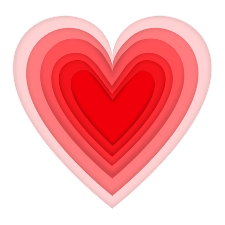 Origami design of love heart in white background as paper art, craft style and valentine's day concept. vector illustrator.のイラスト素材