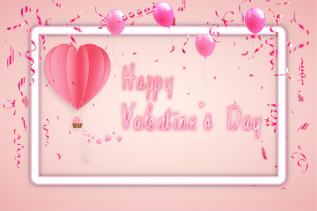 Confetti and pink ribbons celebration pink background template concept. vector illustrationのイラスト素材