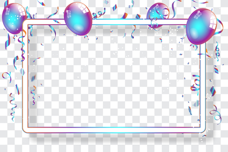 Confetti and Titanium rainbow ribbons celebration on transparent background template concept. vector illustrationのイラスト素材