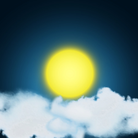 Big full moon with clouds in the dark night. vector illustration.のイラスト素材