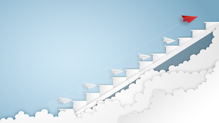 Business success design of Paper airplane Leaders find a solution ways as creative idea and communication concept. vector illustrationのイラスト素材