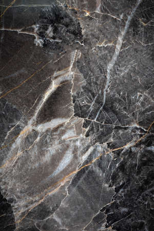 White and yellow patterned natural detailed of dark gray marble (Russia Gold) texture background for interior or product designの写真素材