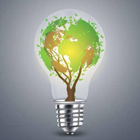 Earth tree light bulbのイラスト素材