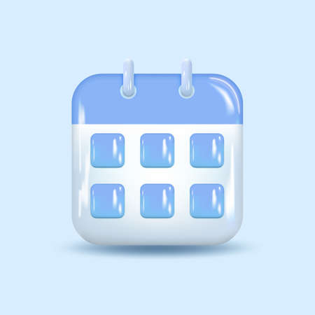 Minimal 3d daily calendar icon on blue background. 3d rendering. vector illustrationのイラスト素材