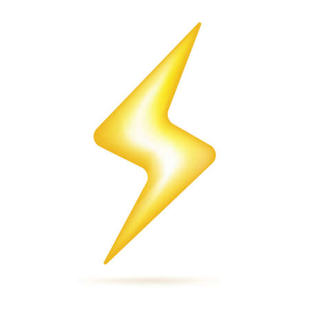 Yellow thunder and bolt lighting flash. 3d vector icon. Minimal styleのイラスト素材