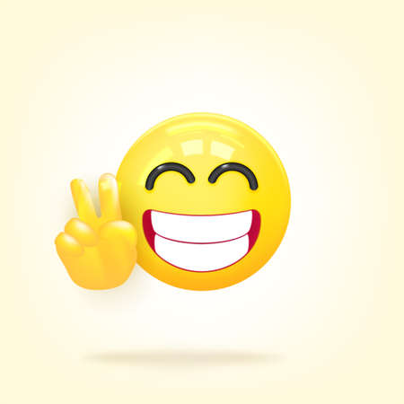 Illustration pour Icon Smile Emoji. Realistic Yellow Glossy 3d Emotions Happy face. Vector illustration - image libre de droit