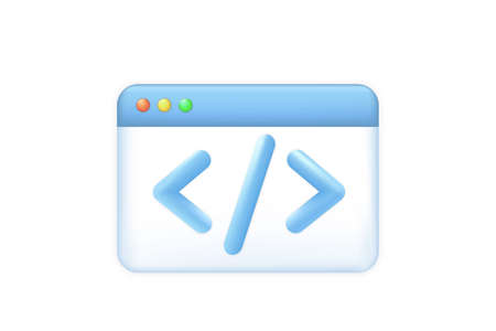 Web Development concept. Website coding on notebook, Web page on labtop 3d vector icon. Cartoon minimal style.のイラスト素材