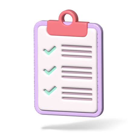 White clipboard with checklist on white background. minimal style. 3d render illustration.の写真素材