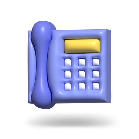 3D icon of telephone on white background, minimal app icons. 3d render illustrationの写真素材
