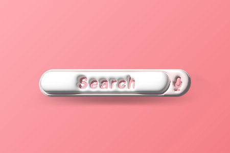minimal search bar on pink background. web search concept. 3d rendering illustrationの写真素材
