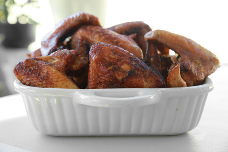 Homemade deep fried chicken wingsの写真素材