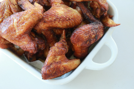 Homemade deep fried chicken wingsの写真素材