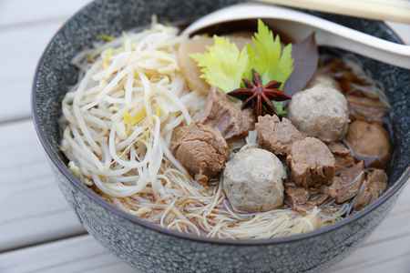Homemade beef soup noodle with beef balls
