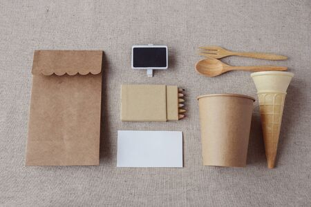 Identity branding mockup set, selective focus, vintage toneの写真素材