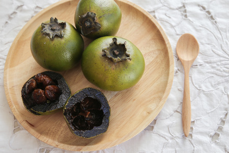 Australian Black Sapote or Chocolate Pudding Fruitの写真素材