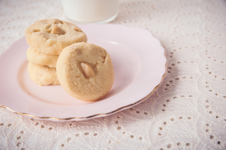 Homemade macadamia cookies, selective focus,toningの写真素材
