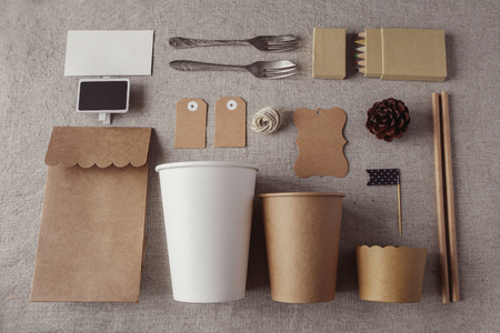 Identity branding mockup set, selective focus, vintage toneの写真素材