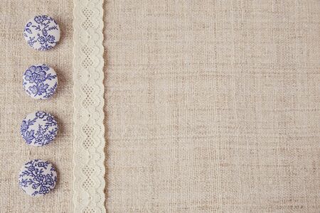 Lace on linen copy space background, vintage toneの写真素材