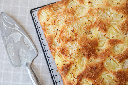 Homemade pineapple coconut tea cakeの写真素材