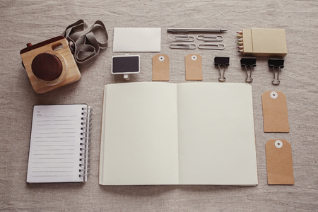 Identity branding mockup set, selective focus, vintage toneの写真素材