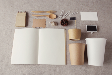 Identity branding mockup set, selective focus, vintage toneの写真素材