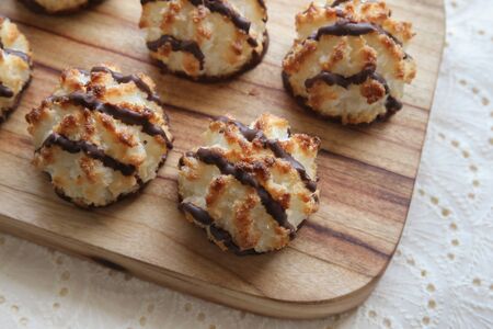 Chocolate Coconut macaroons, selective focusの写真素材