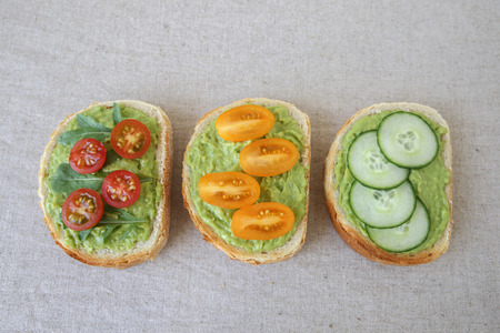 Green sourdough open face sandwiches toast
