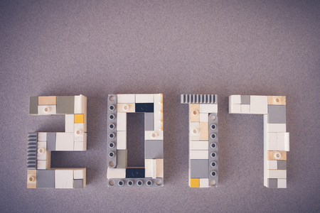 Gold coast, Australia, 22 July 2016, Editorial image,2017 made from rustic blocks, Happy New Year toning backgroundの写真素材