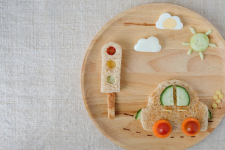 Car lunch plate, fun food art for kids