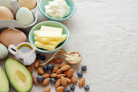 Keto, ketogenic diet,  low carb,  high fat healthy weight loss foodの写真素材