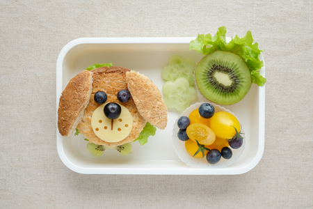 Dog sandwich lunch box, fun food art for kidsの写真素材