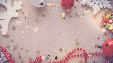 Christmas ornaments ,Holidays copy space backgroundの写真素材