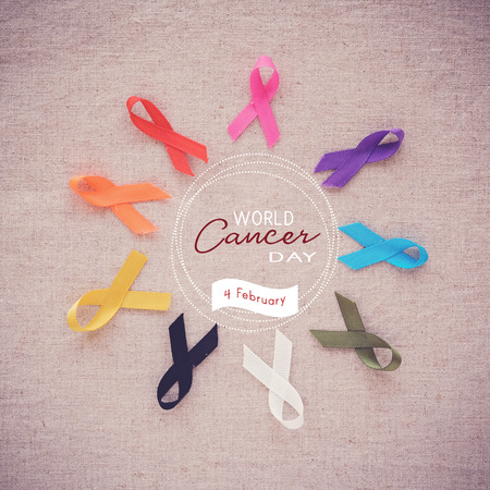 colorful ribbons, cancer awareness, World cancer dayの写真素材