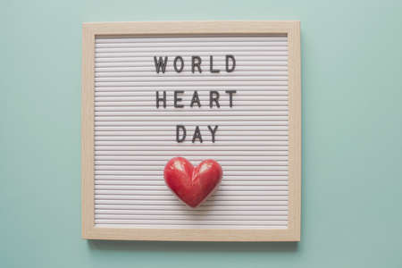 Red heart on letter board, World Heart Dayの写真素材
