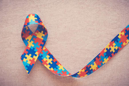 puzzle ribbon for autism awarenessの写真素材