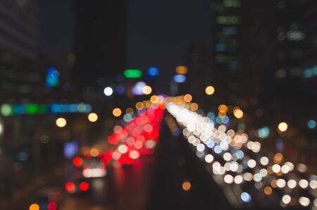 blur boke of car on the road. blur trafic at night.の写真素材