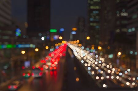 blur boke of car on the road. blur trafic at night.の写真素材