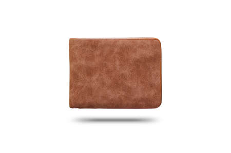 brown leather wallet on isolated white background . wealth, saving, money, finance and investment...