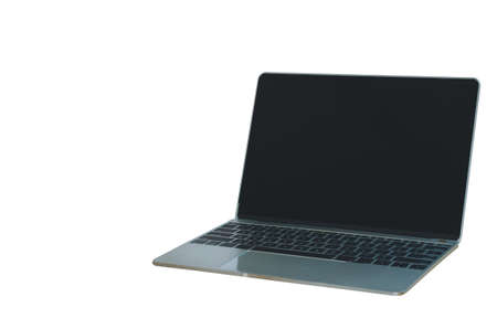 computer laptop open blank white screen isolated on white background with clipping path.