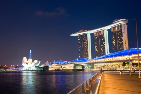 Marina sand Hotel in night sceneのeditorial素材