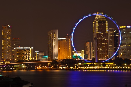 Singapore flyer, Marina Bay, Singaporeのeditorial素材