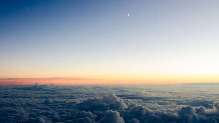 twilight sky background from the planeの写真素材